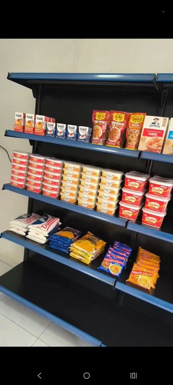 Conjunto com 3 Gôndolas de Parede para Supermercado - Estado de Nova