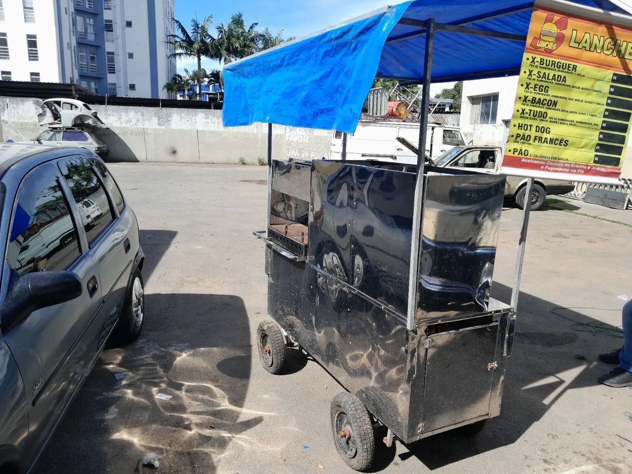 Carrinho de cachorro quente e lanche batata frita pastel salgados  - Foto 4