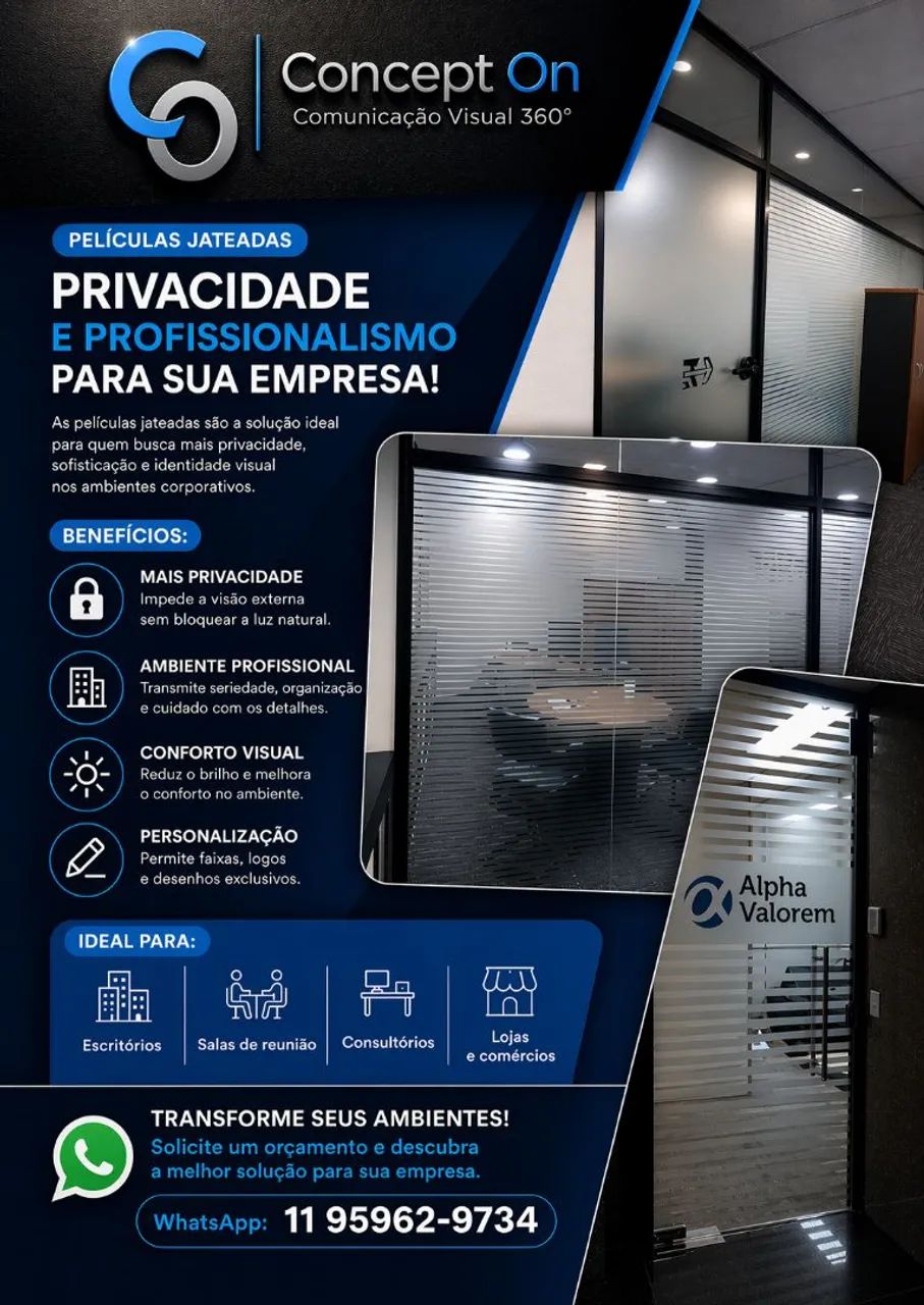 Aplicação de adesivo jateado e insulfilm