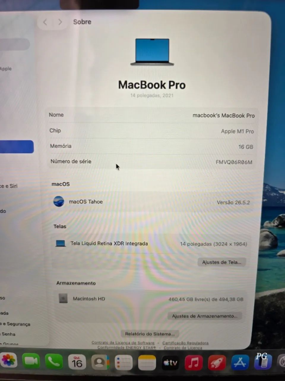 Macbook Pro M1 Pro 2021 16gb 500gb SSD 14 Polegadas 2021- Aceito Troca - Foto 5