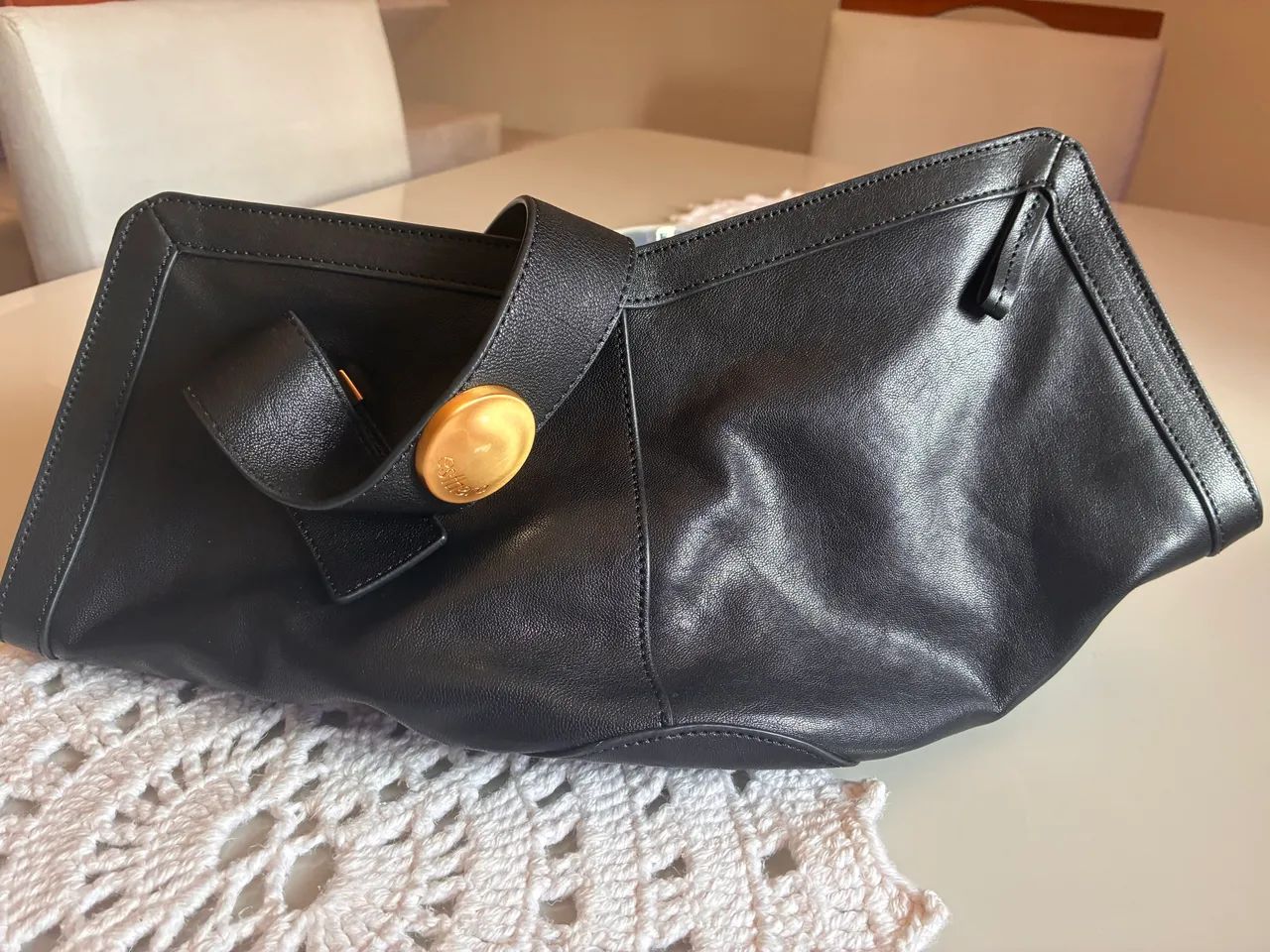 Bolsa de couro preta marca Esthera  - Foto 2