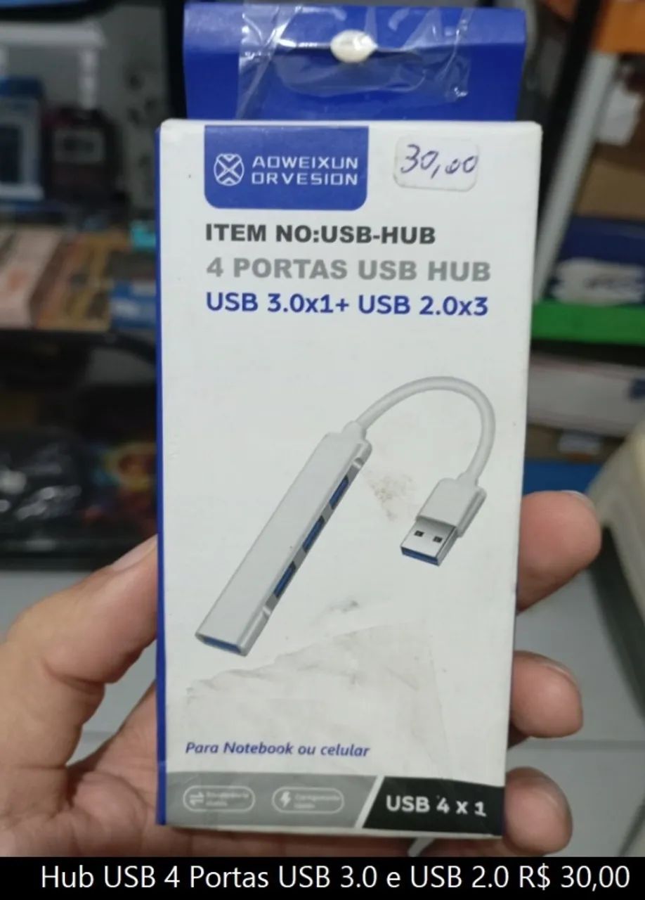 Hub USB 4 Portas USB 3.0 e USB 2.0