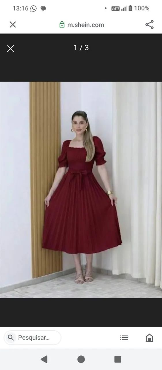 Vestido plissado vinho  - Foto 3