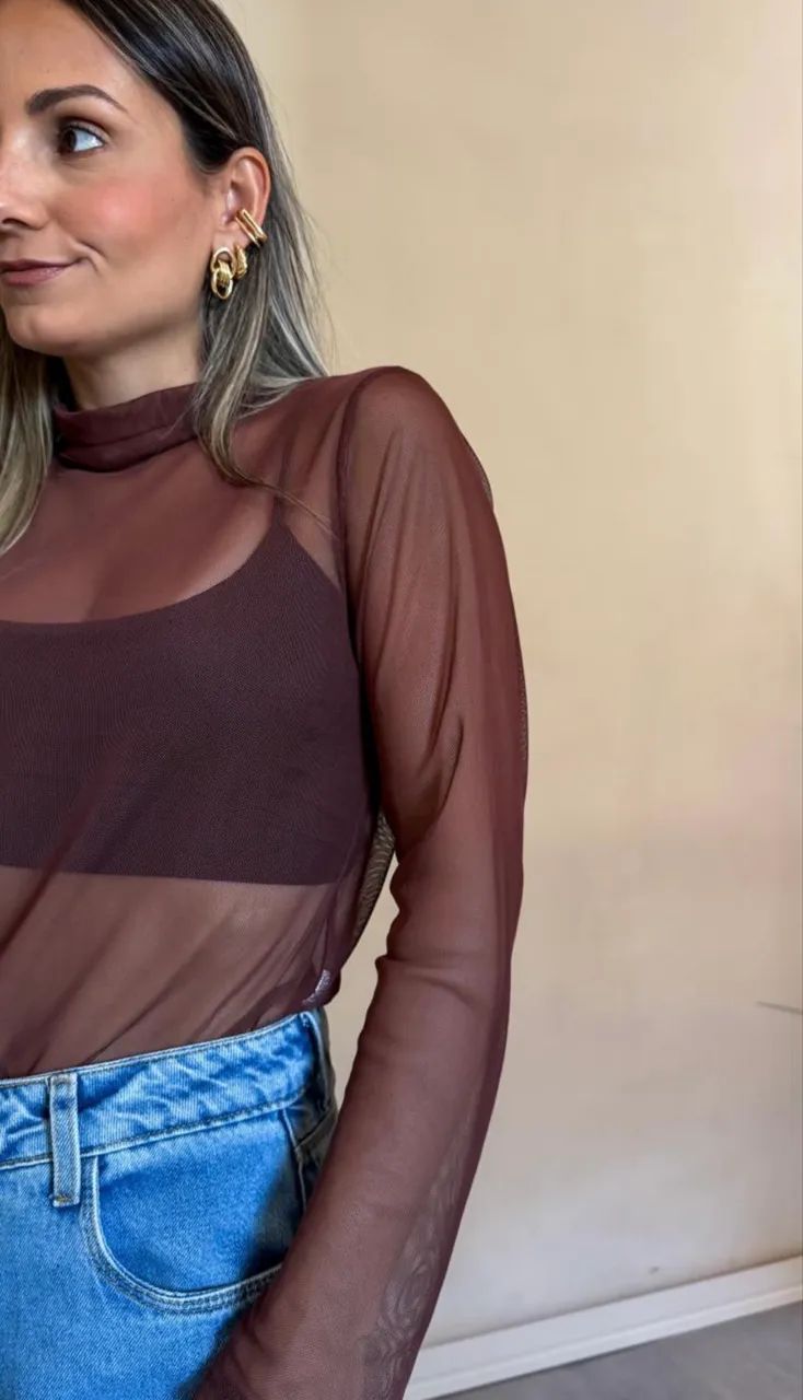 Body em Tule com gola