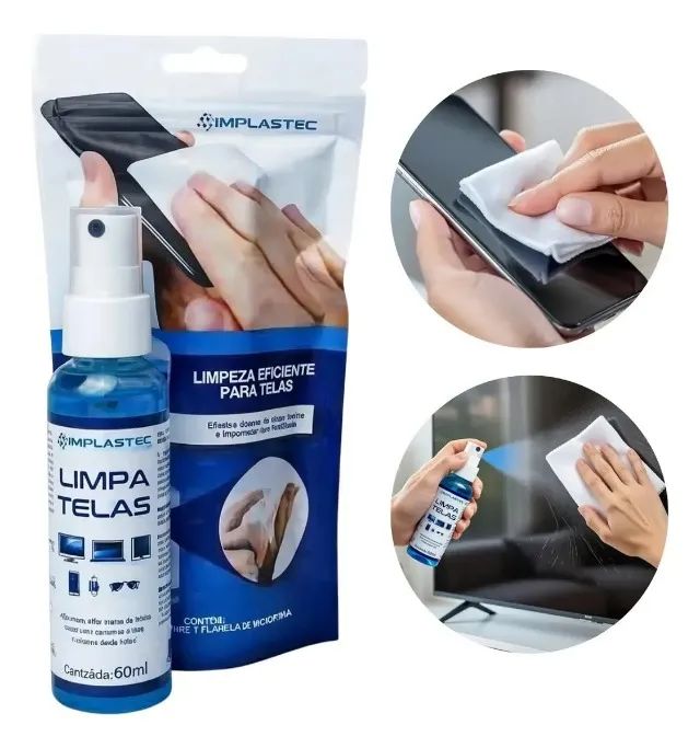 LIMPA TELAS IMPLASTEC Monitores de LCD Notebooks TVs Tablet celular iphone - Foto 2