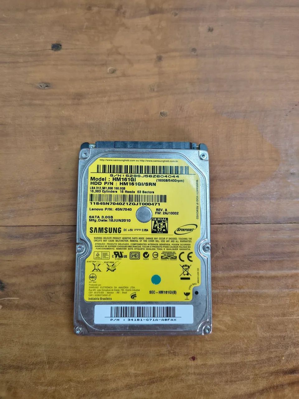Disco rígido Samsung de 160 GB, 2,5 polegadas