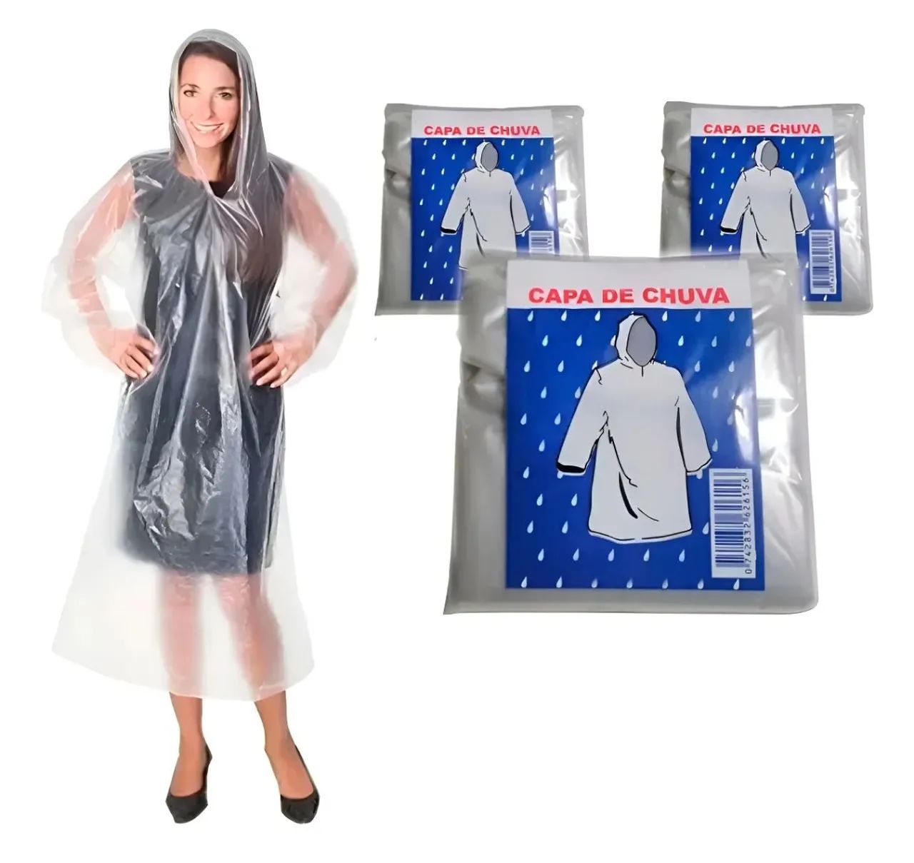 Capa de Chuva Descartável Transparente 