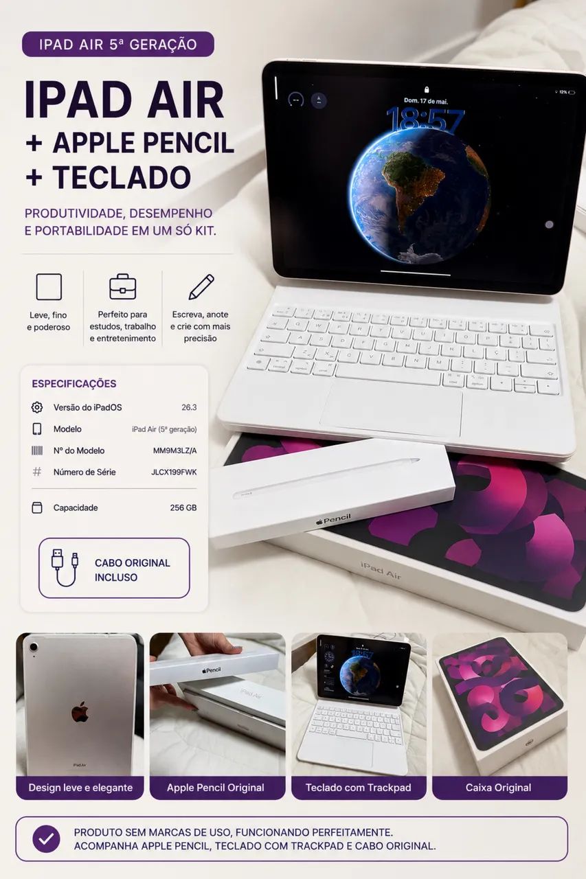 IPAD AIR 5ª GERAÇÃO ? 256GB - Tablets e E-Readers - Caçador