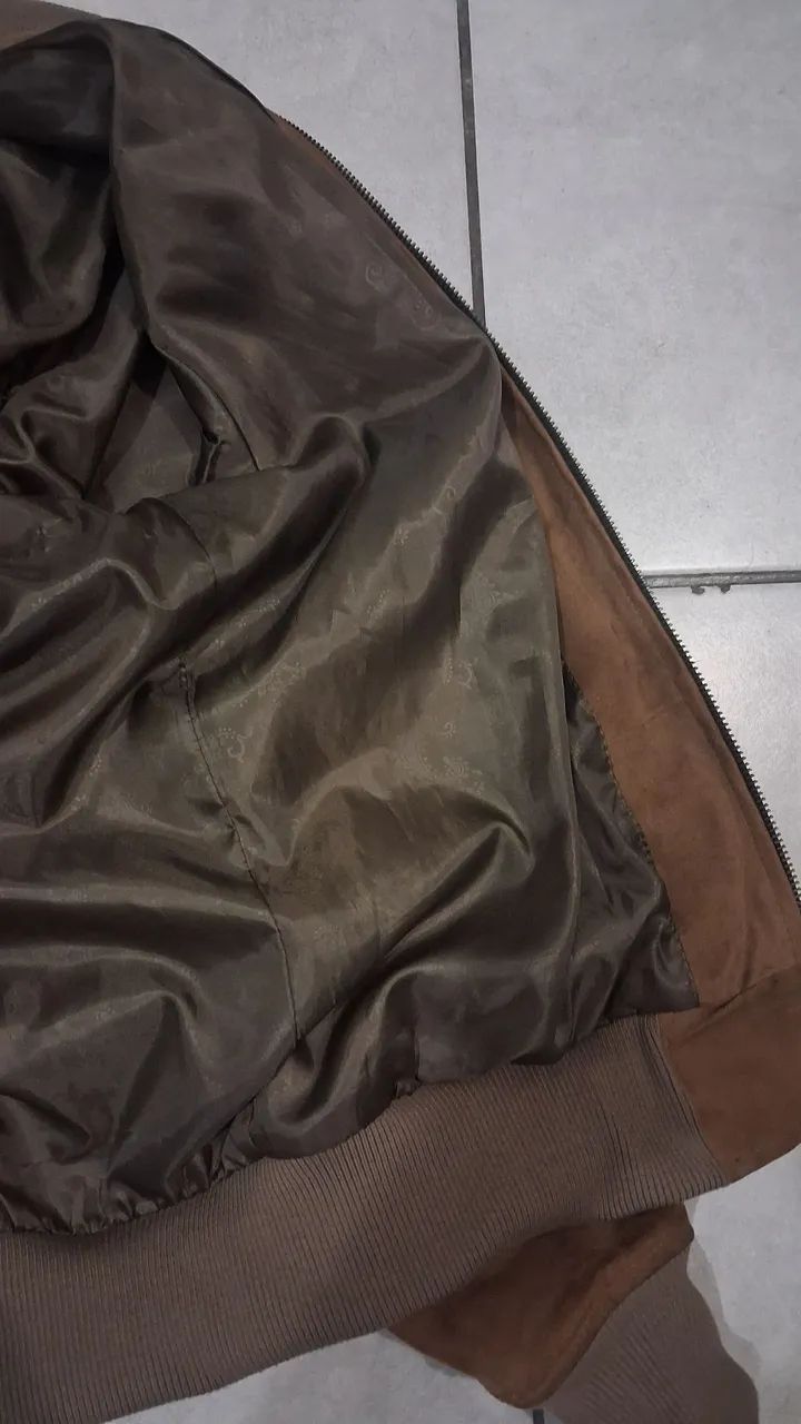 jaqueta bomber marrom suede importada M - Foto 4