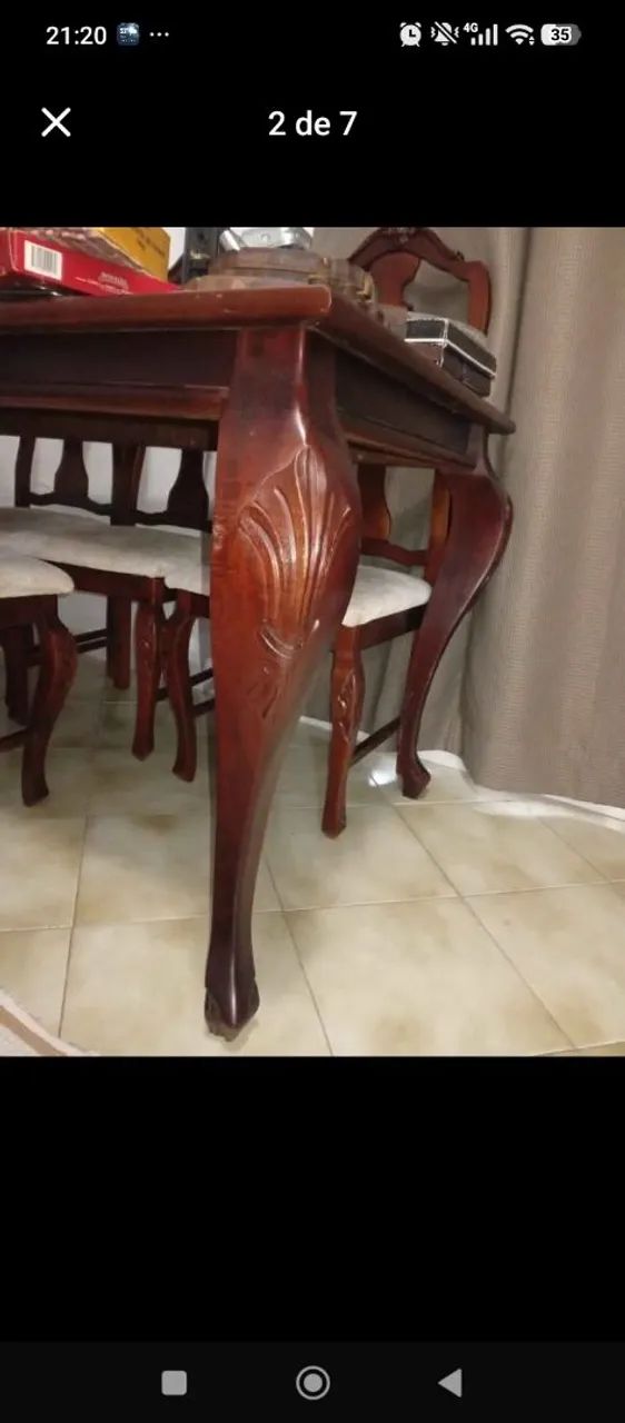 Mesa de madeira maciça e 6 cadeiras  - Foto 5