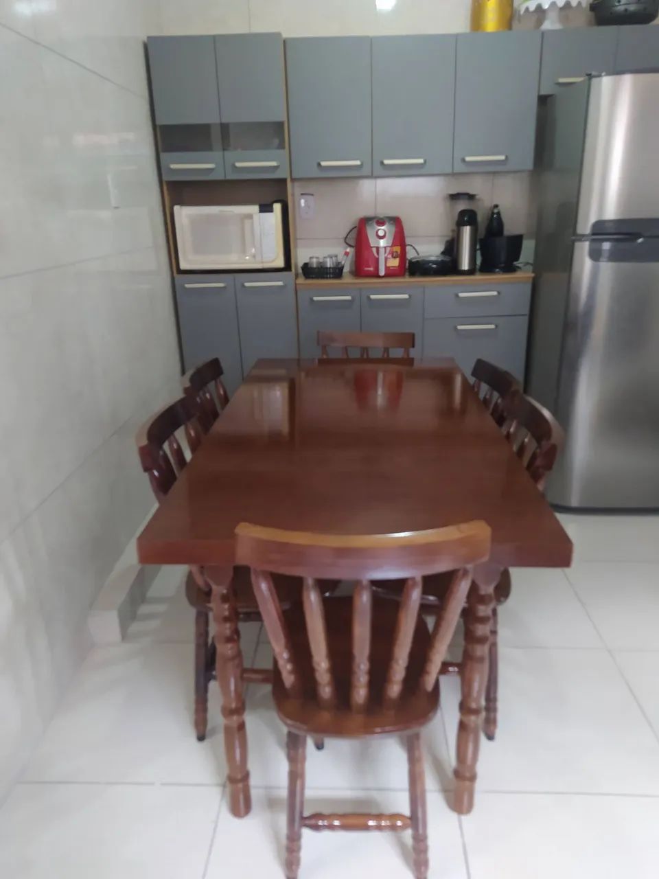 Mesa 6 cadeiras madeira  - Foto 2