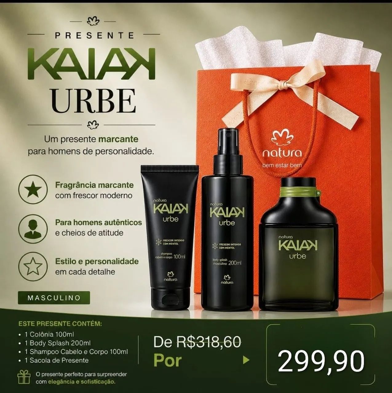 Presente masculino Kaiak urbe 