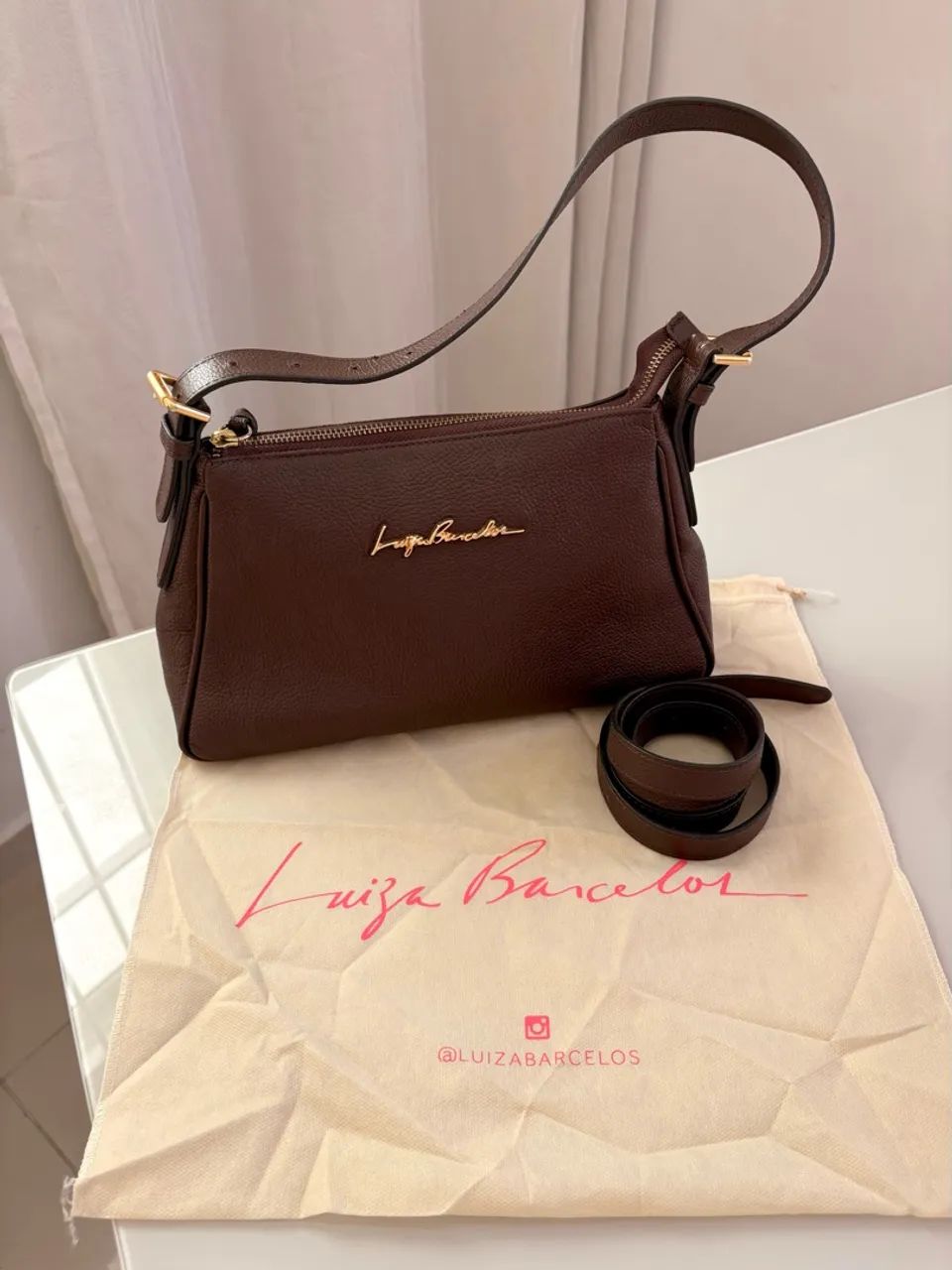 Bolsa Luiza Barcelos em couro marrom