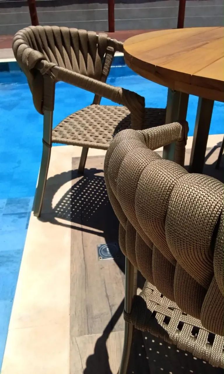 Conjunto mesa e cadeiras tricô corda náutica  - Foto 2