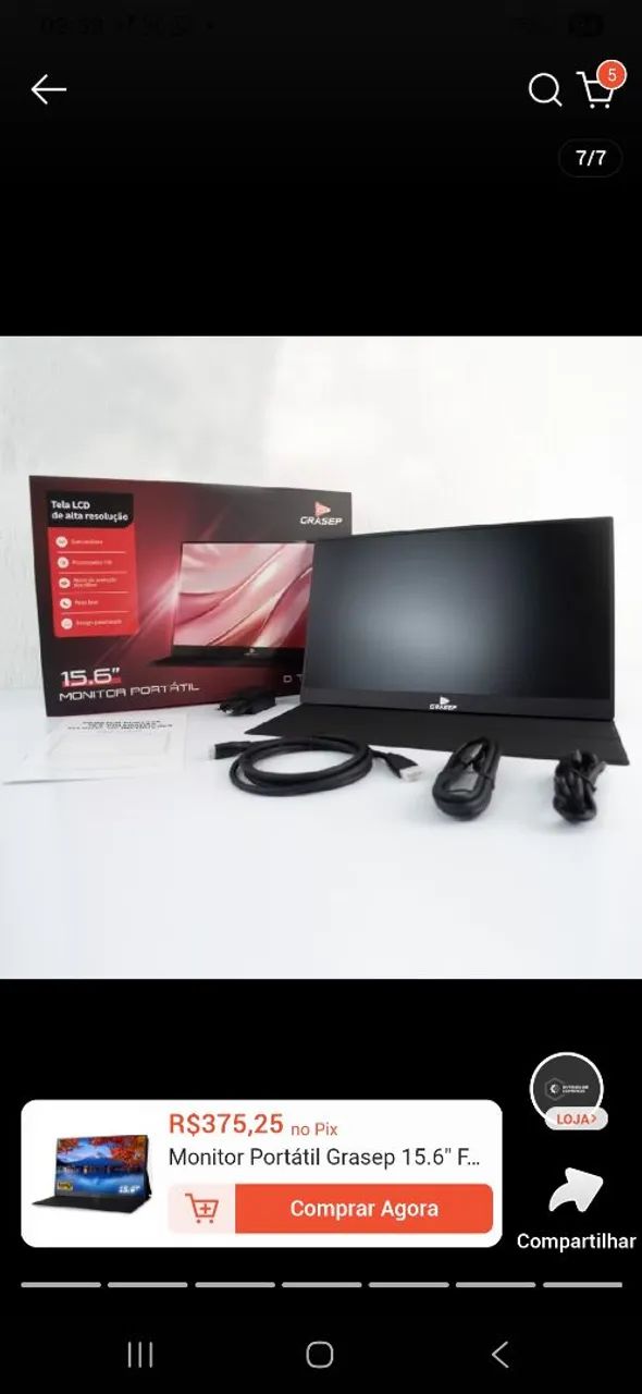 Monitor Portátil Grasep 15.6 Full HD USB-C HDMI - Foto 5