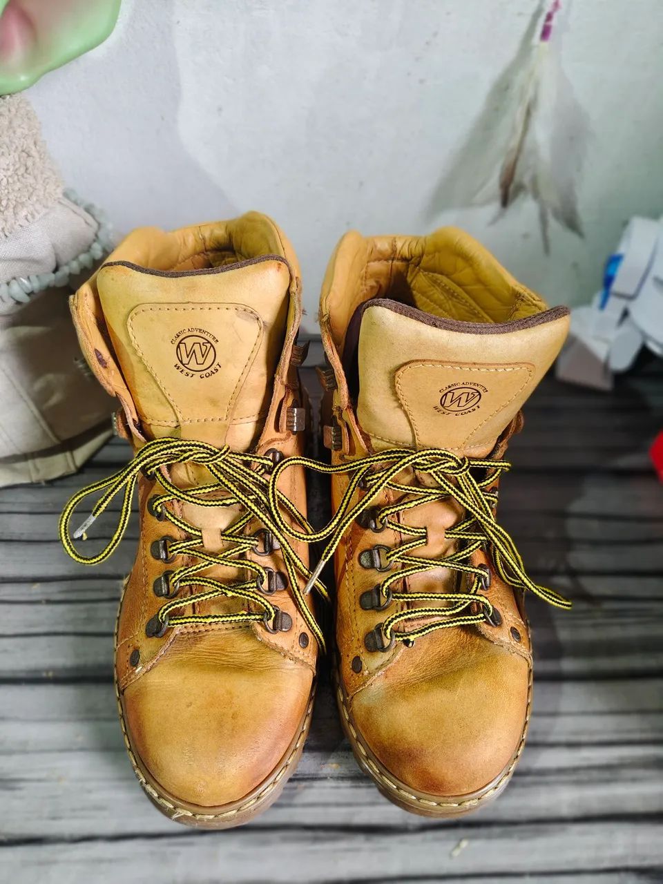 BOTA COURO WORKER CLASSIC NOBUCK YELLOW/COFFEE/BROWN - Foto 2