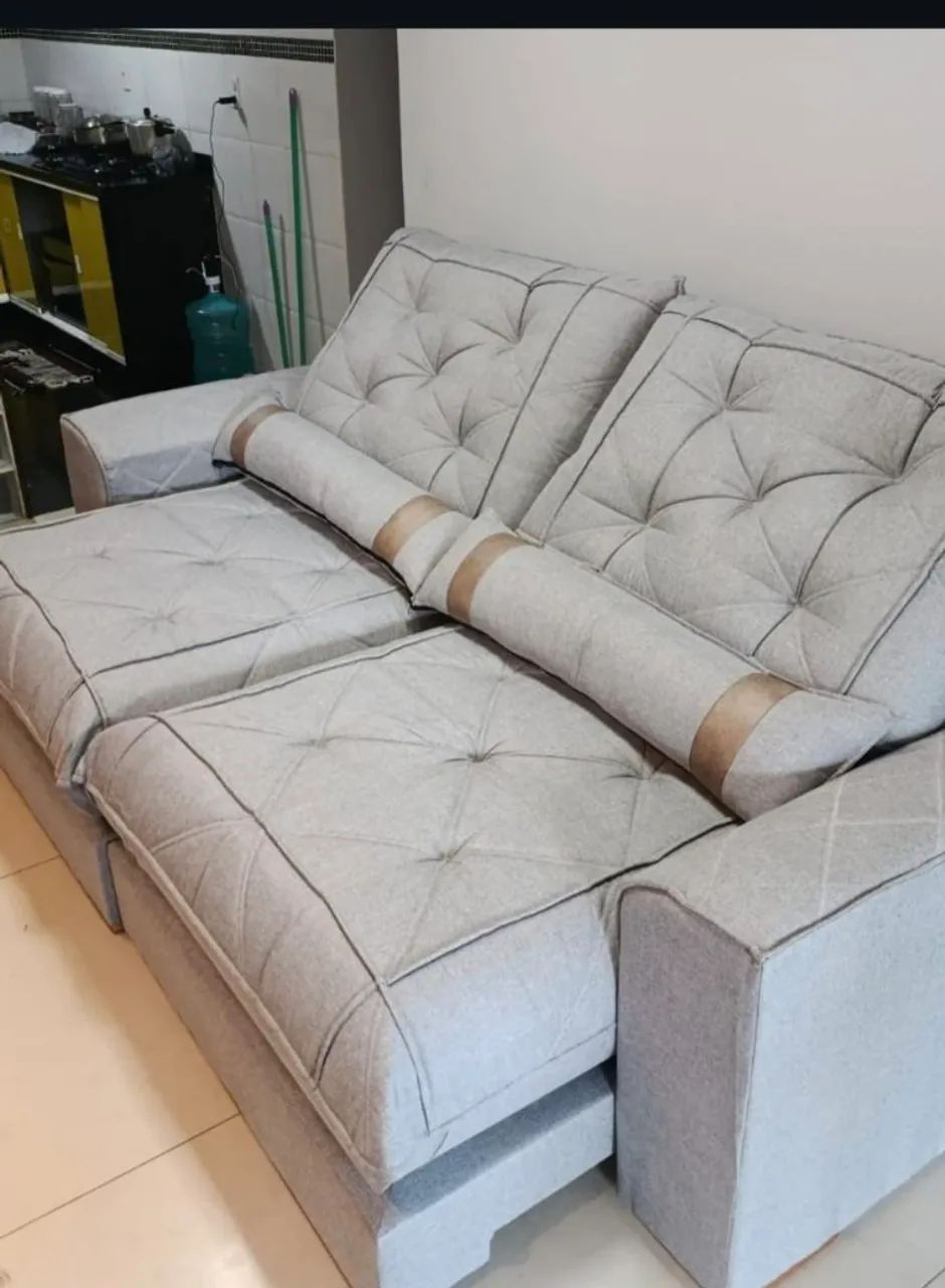 Sofá retrátil e reclinável Vicam 2,50m MOLAS ENSACADAS  - Foto 3