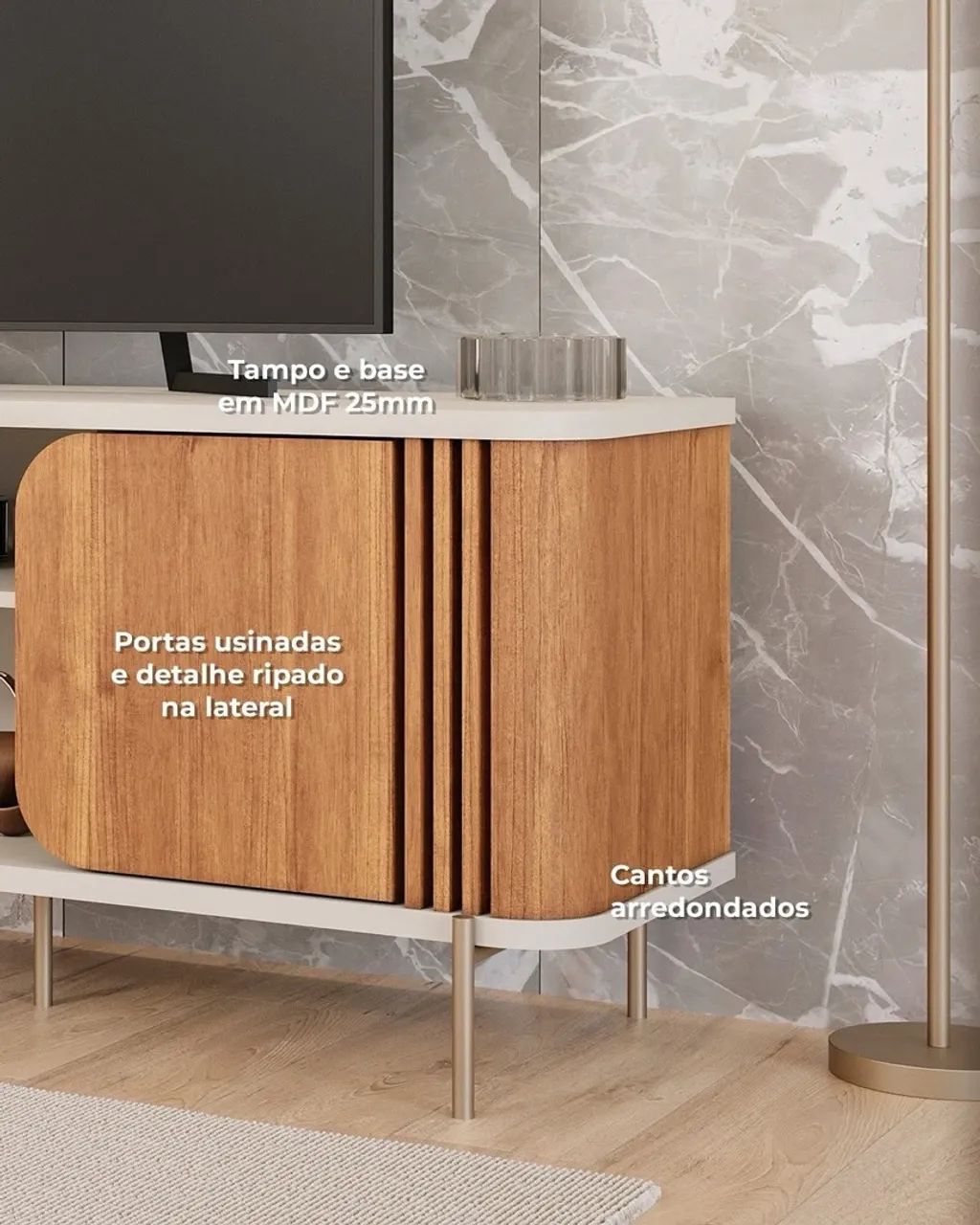 Rack Chicago Permobili 100% MDF, ideal para TVs até 65 Polegadas - Entrega Imediata - Foto 4