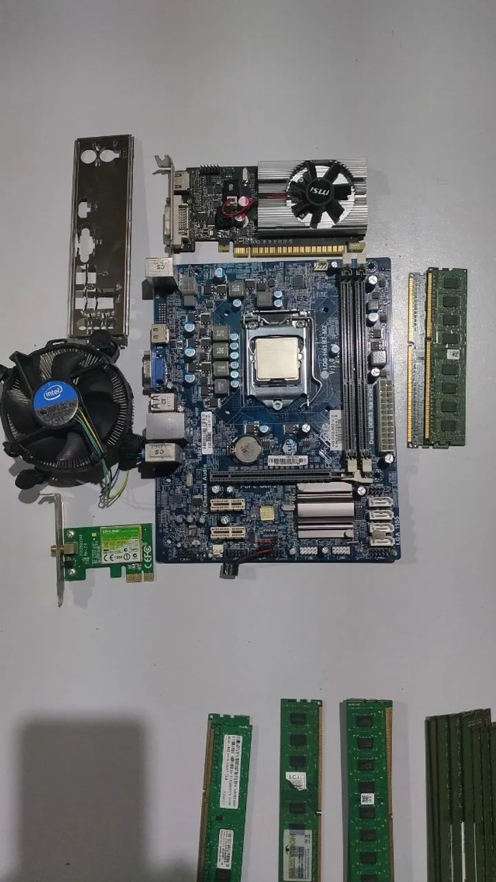 Kit informática placa mãe, processador, memória, cooler