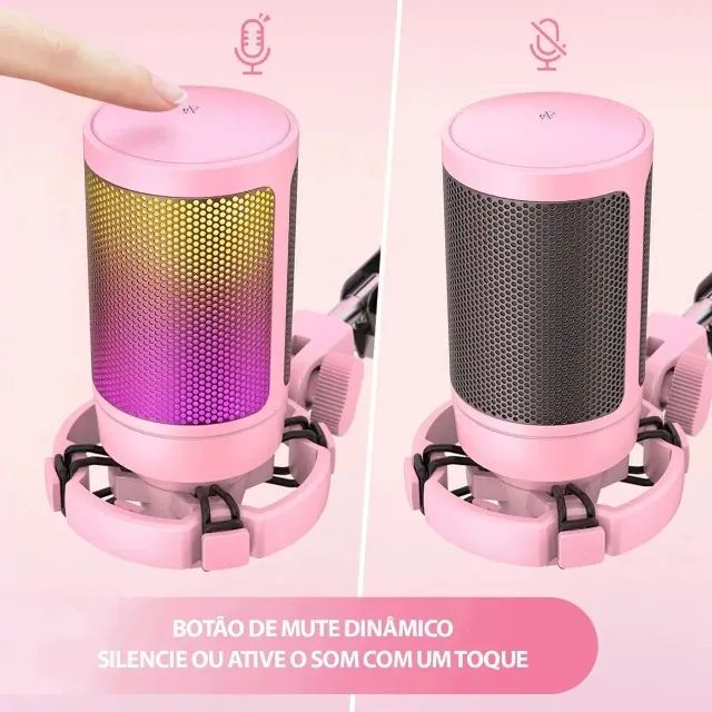 Microfone Condensador Fifine A6v Cardioide Rosa Gamer Usb - Foto 3