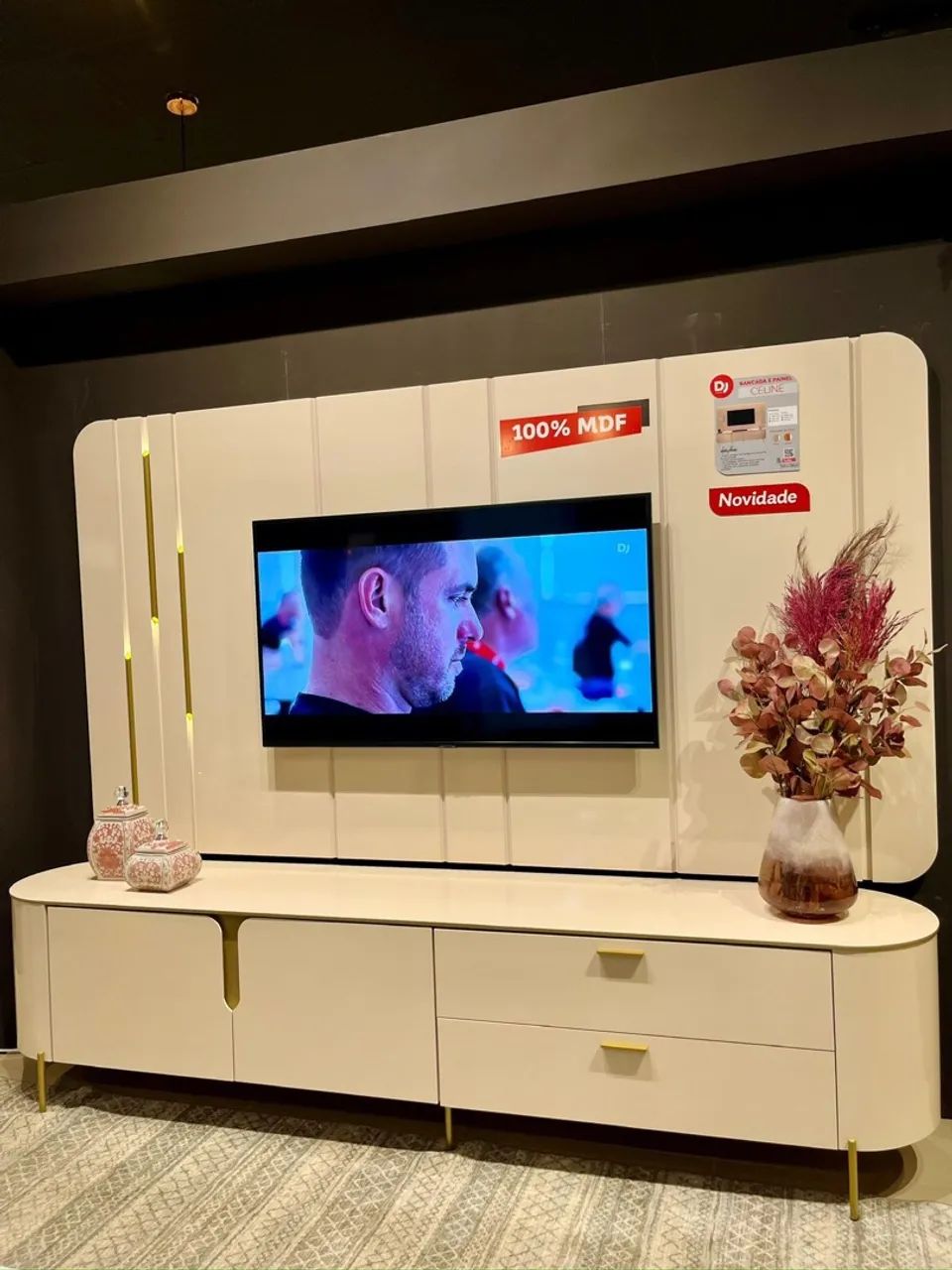 Rack com painel Celine DJ Móveis, ideal para TVs até 75 Polegadas - Entrega Imediata; - Foto 3