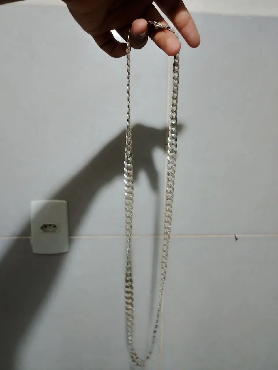 Corrente de prata semi nova 10mm 80cm - Foto 2