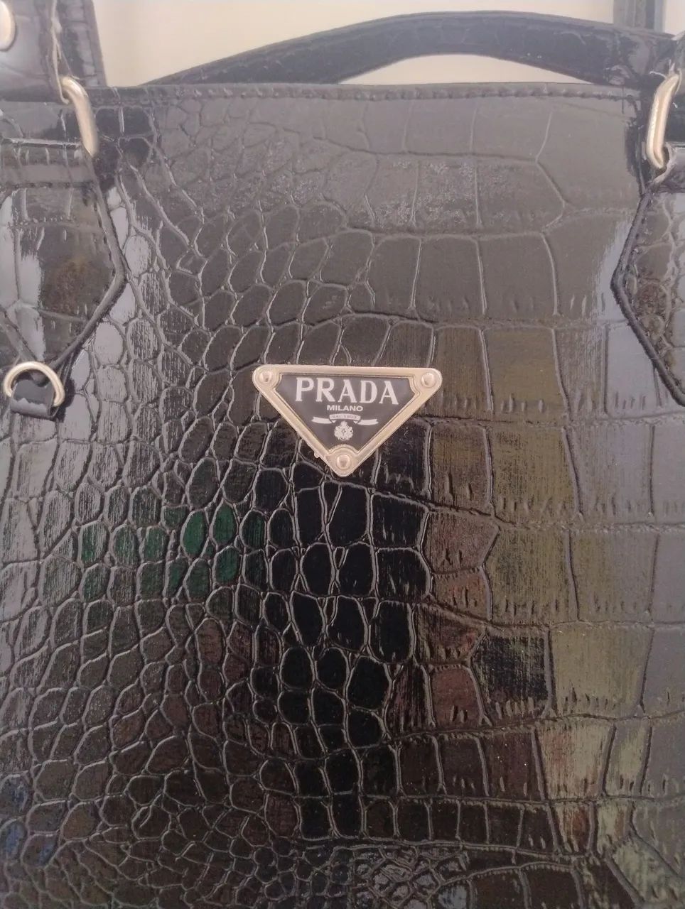 Bolsa inspiração croco preta (so envio) - Foto 2