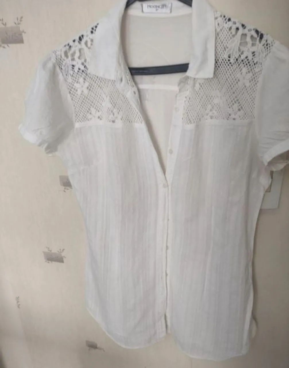 MOONCITY camisa algodão com GUIPIER 