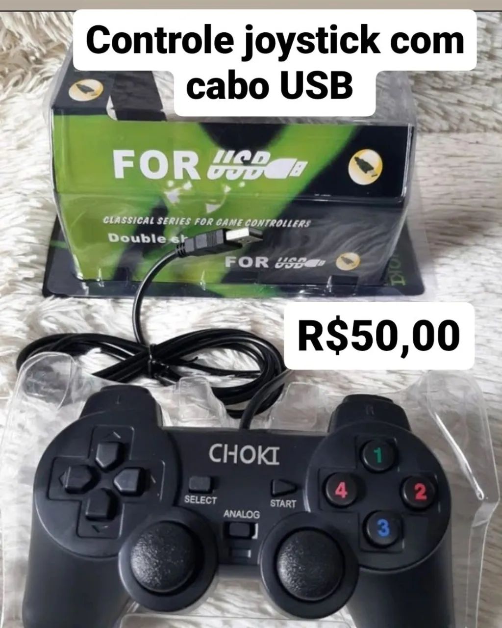 Controle joystick com cabo USB / MEGA OFERTA IMPERDÍVEL 