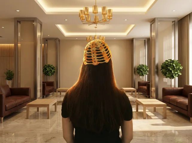Headpiece / Touca de Crochê Laranja Mesclado Divertida