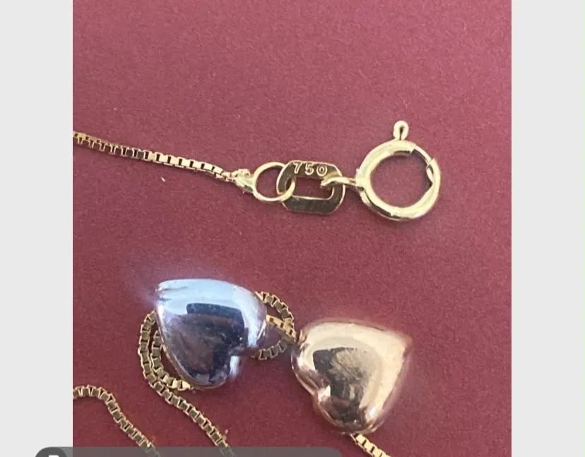 Corrente Feminina Ouro 18K com Dois Corações  - Foto 2