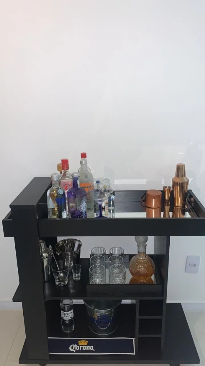 Bar carrinho + espelho Mobly