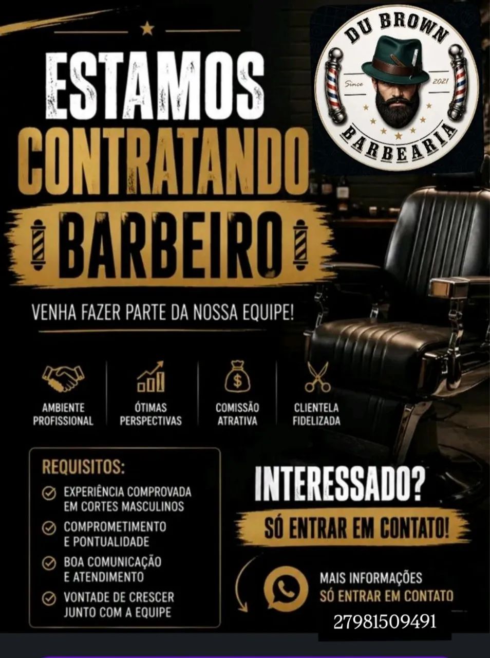 Vaga para barbeiro com experiência 
