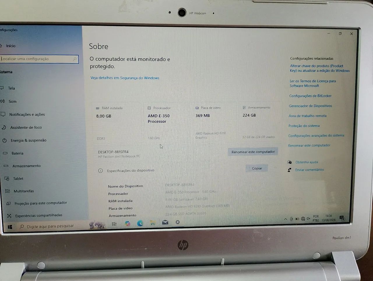  Notebook HP DM1 8GB RAM + SSD 240GB completo  - Foto 2