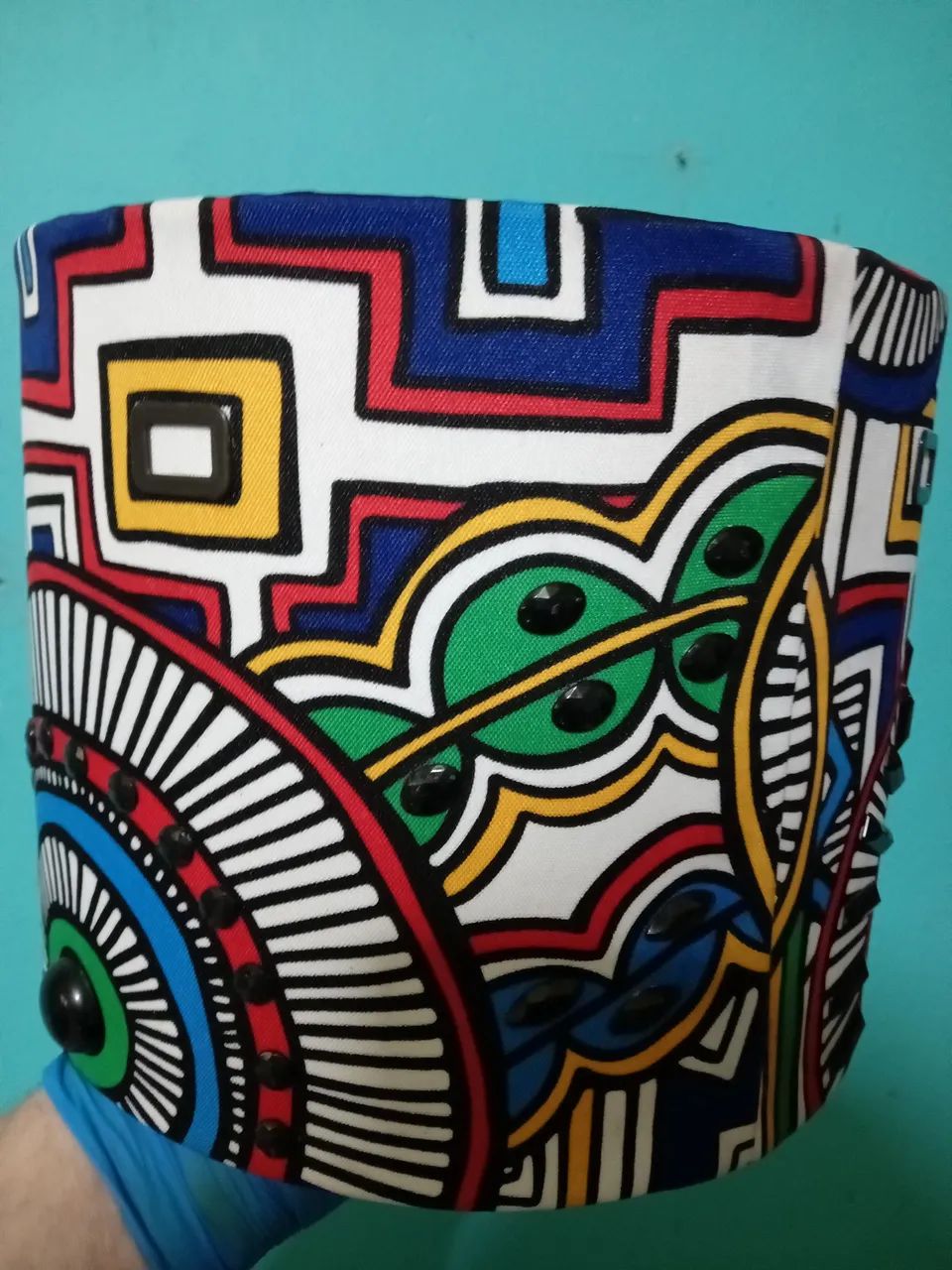 Cúpula abajur Afro, p/ base ou pêndulo  bordado.