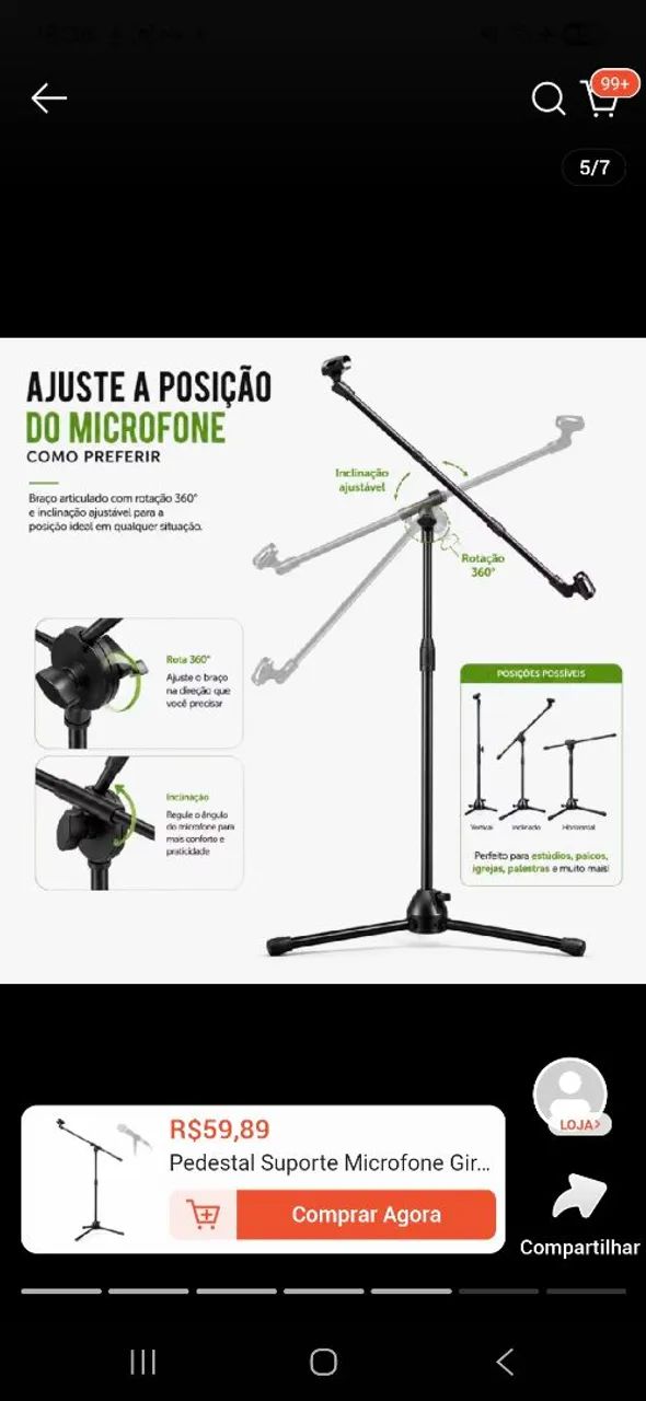 Pedestal para microfone profissional 