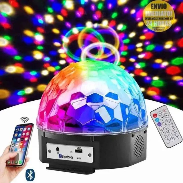 Globo Bola Maluca Laser Jogo De Luz 9 Led Rgb Ritimo Musica