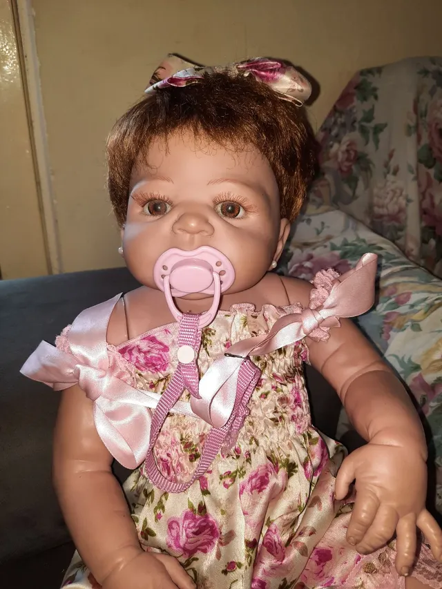 Bebê Reborn Olho Aberto, Baby Brink, Rosa