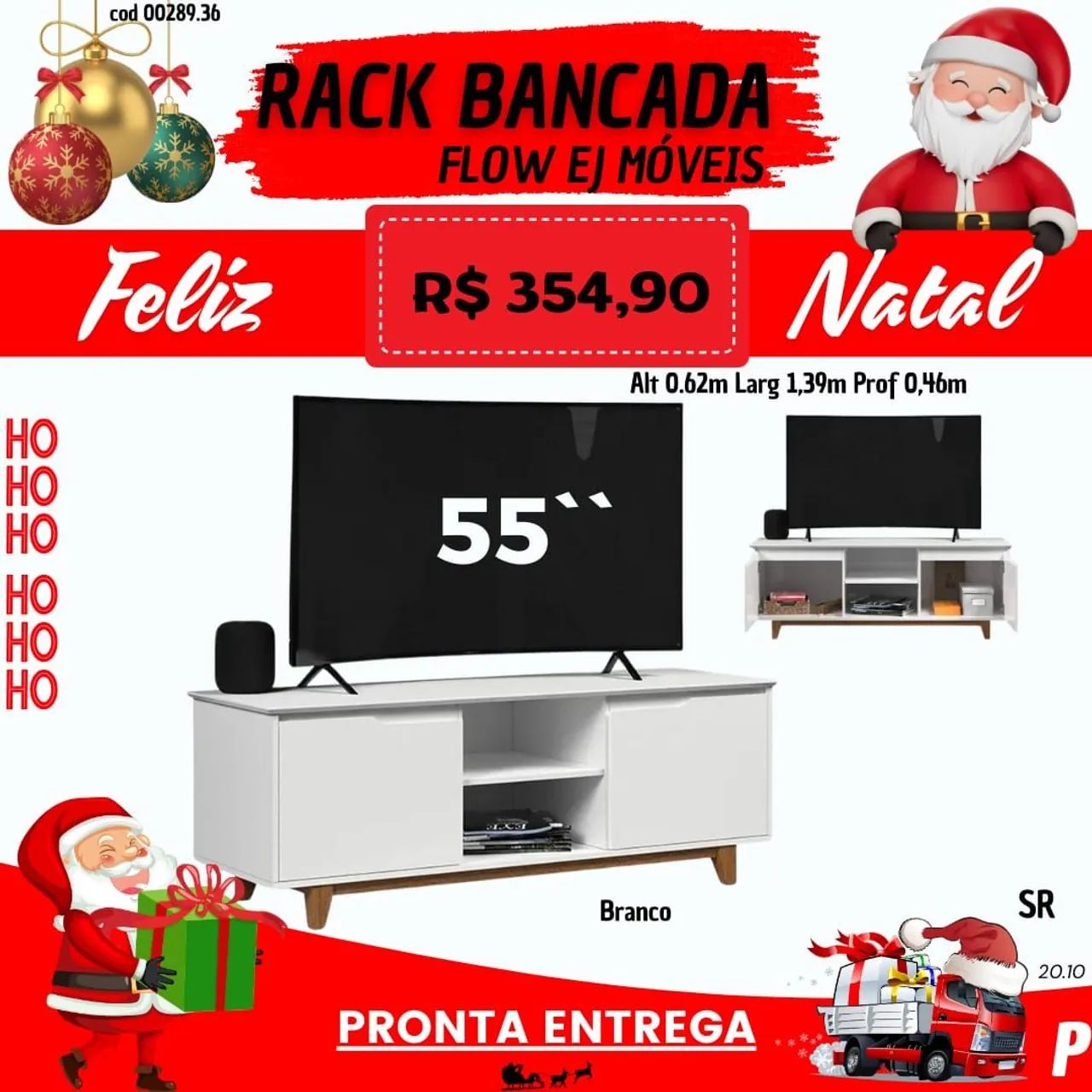 Rack Bancada 55'' Flow Ej Móveis - Foto 2