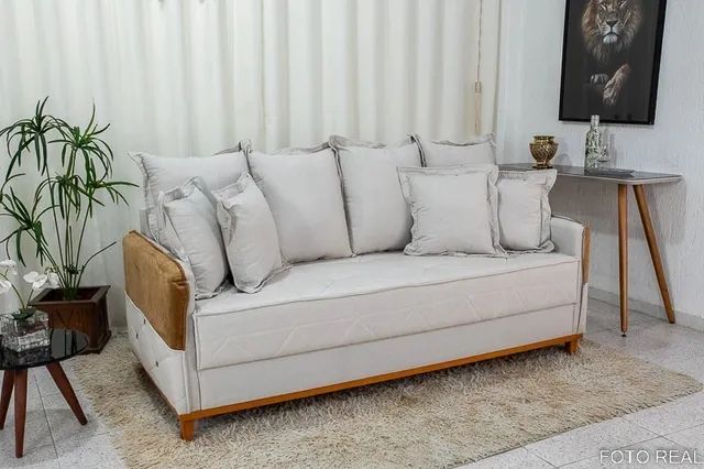 SOFÁ LIVING 2.00 ACOMPANHA ALMOFADAS EM LINHO  - Foto 2
