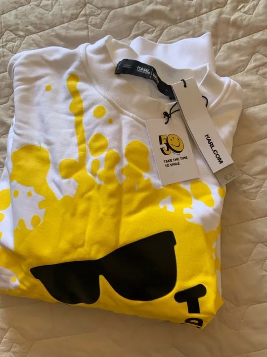 Blusa moletom branca Karl Lagerfeld com estampa amarela  - Foto 2