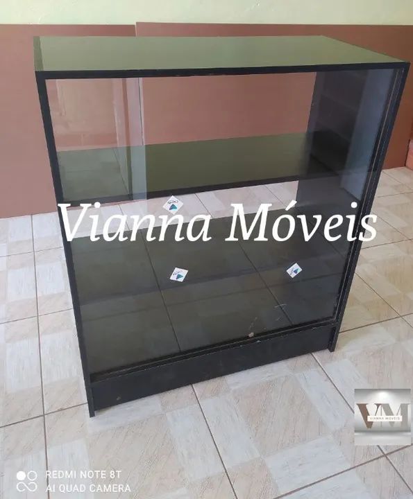 Balcão Caixa + 3 Balcões Vitrine MDF Preto - Foto 3