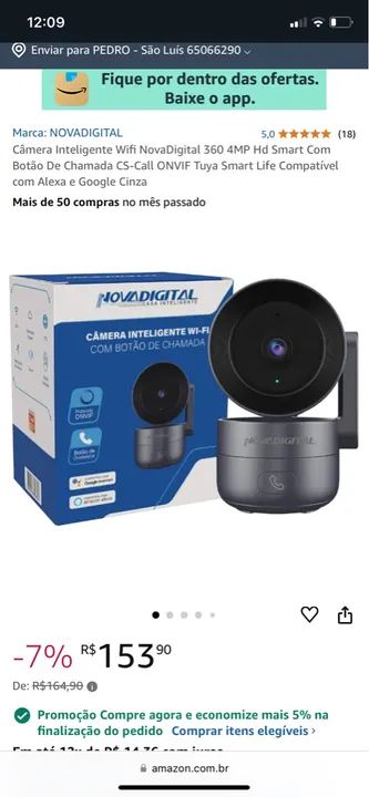 Câmera Inteligente Wi-Fi Nova Digital com Botão de Chamada - Foto 3