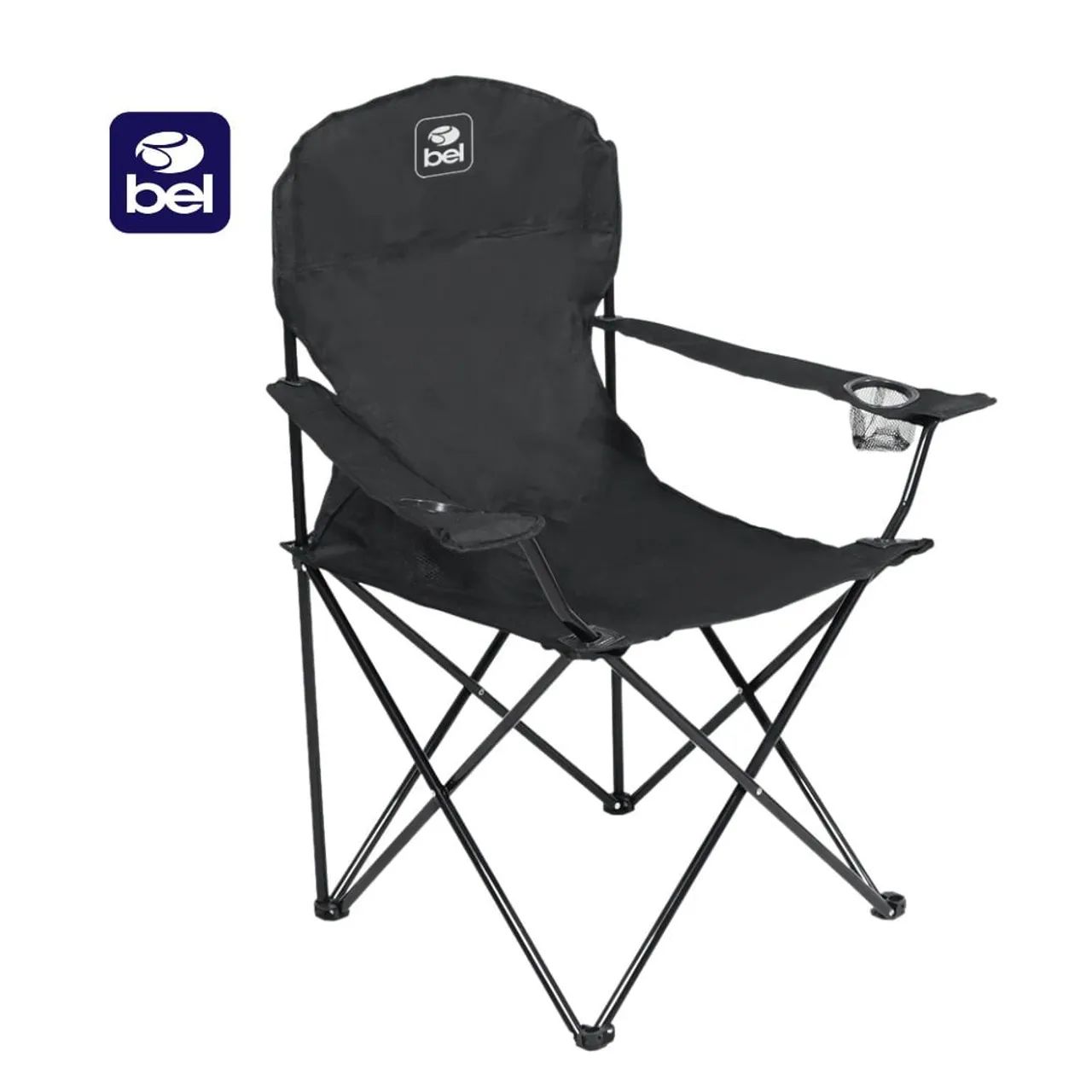 Cadeira de Camping Dobrável Araguaia Confort Max 150Kg Preta Bel (PRONTA ENTREGA)