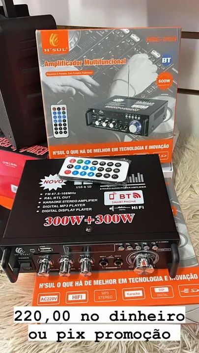 Amplificador Multifuncional H'SUL MÓDULO  Bluetooth e Karaokê - Foto 4