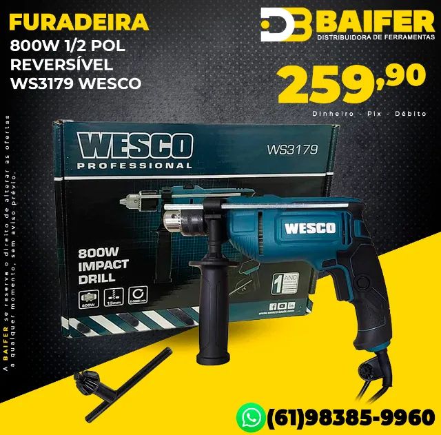 Furadeira 800w 1/2 Pol Reversível Ws3179 Wesco