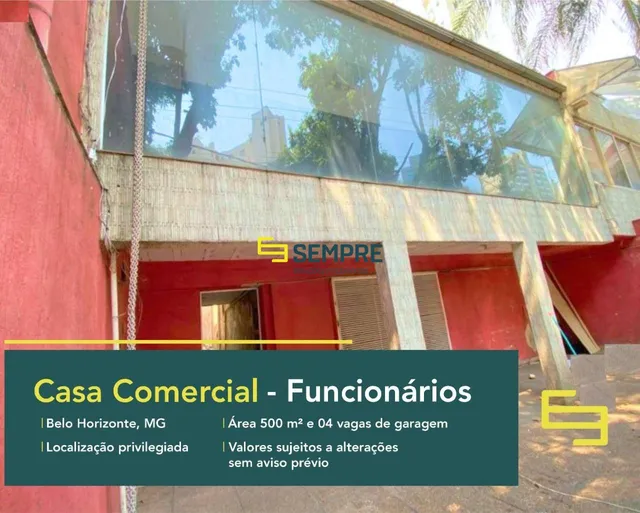 Casa comercial para alugar no Funcionários em BH