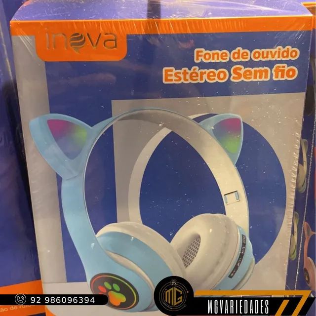 Fone Sem Fio de Gatinho com Led  - Com Garantia 