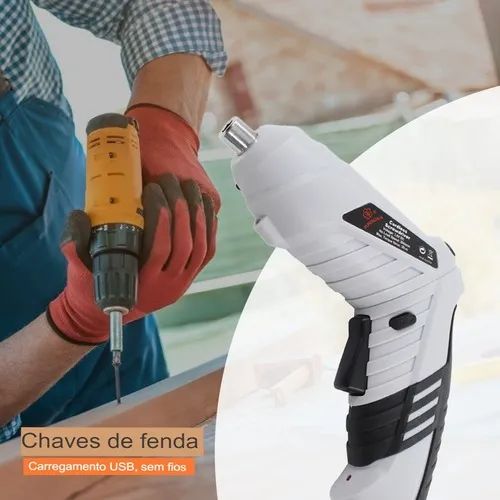 Parafusadeira Elétrica Recarregável Com Maleta 32 Ponteiras Cor Cinza-claro Frequência 60 - Foto 3
