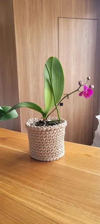 Cachepot fio de malha cinza novo 12 cm de altura  - Foto 4